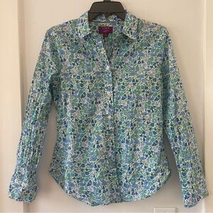 J. Crew Liberty cotton fitted button down shirt